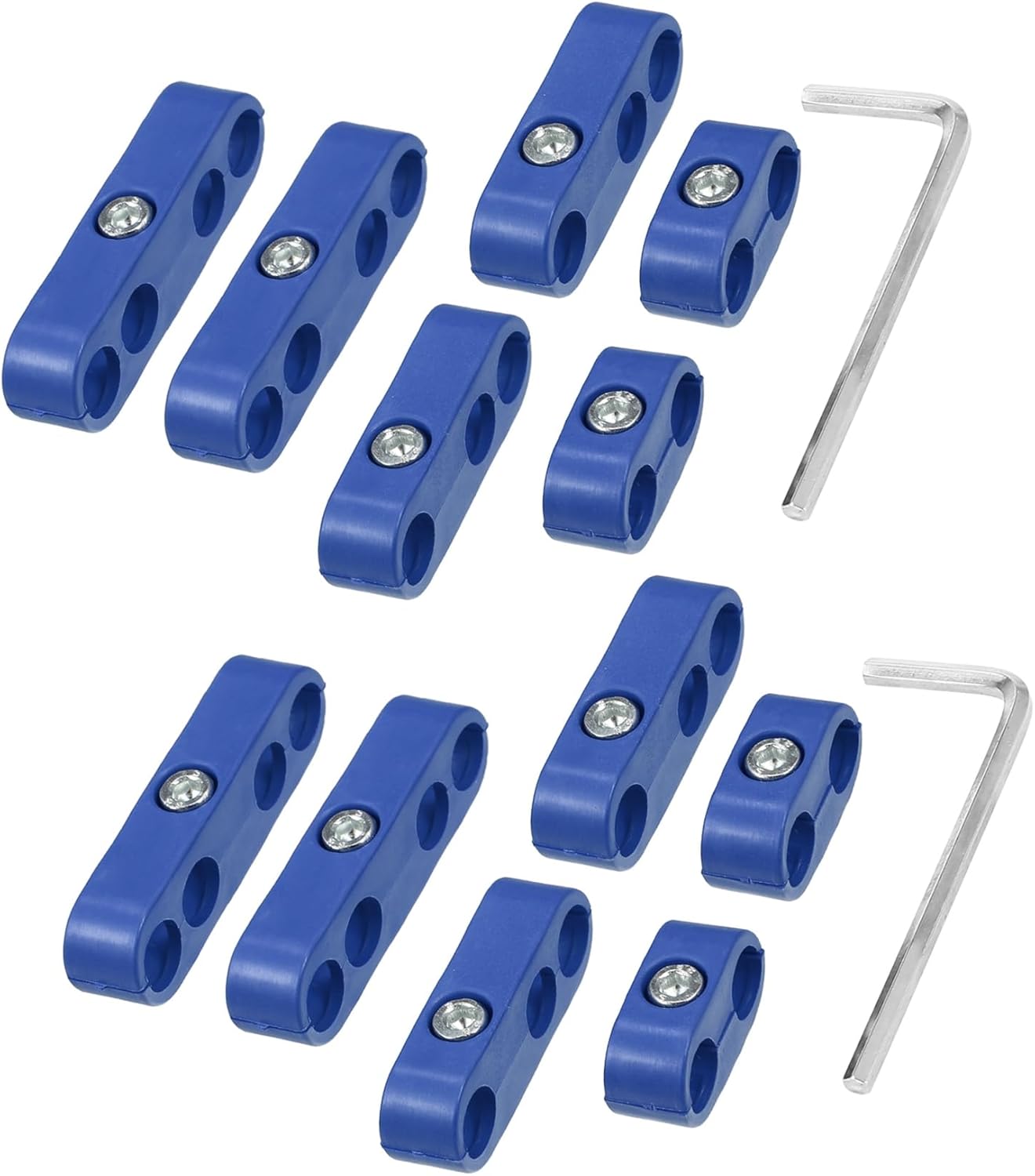 2 Set 7mm-8mm Car Engine Spark Plug Wire Separator Looms Divider Organizer Clamp Plastic Blue Auto Replacement Parts
