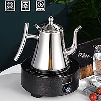 Vista 7 de Tetera dorada, tetera de acero inoxidable con infusores para estufa de té suelta, tetera con mango ergonómico para gas, inducción, estufas