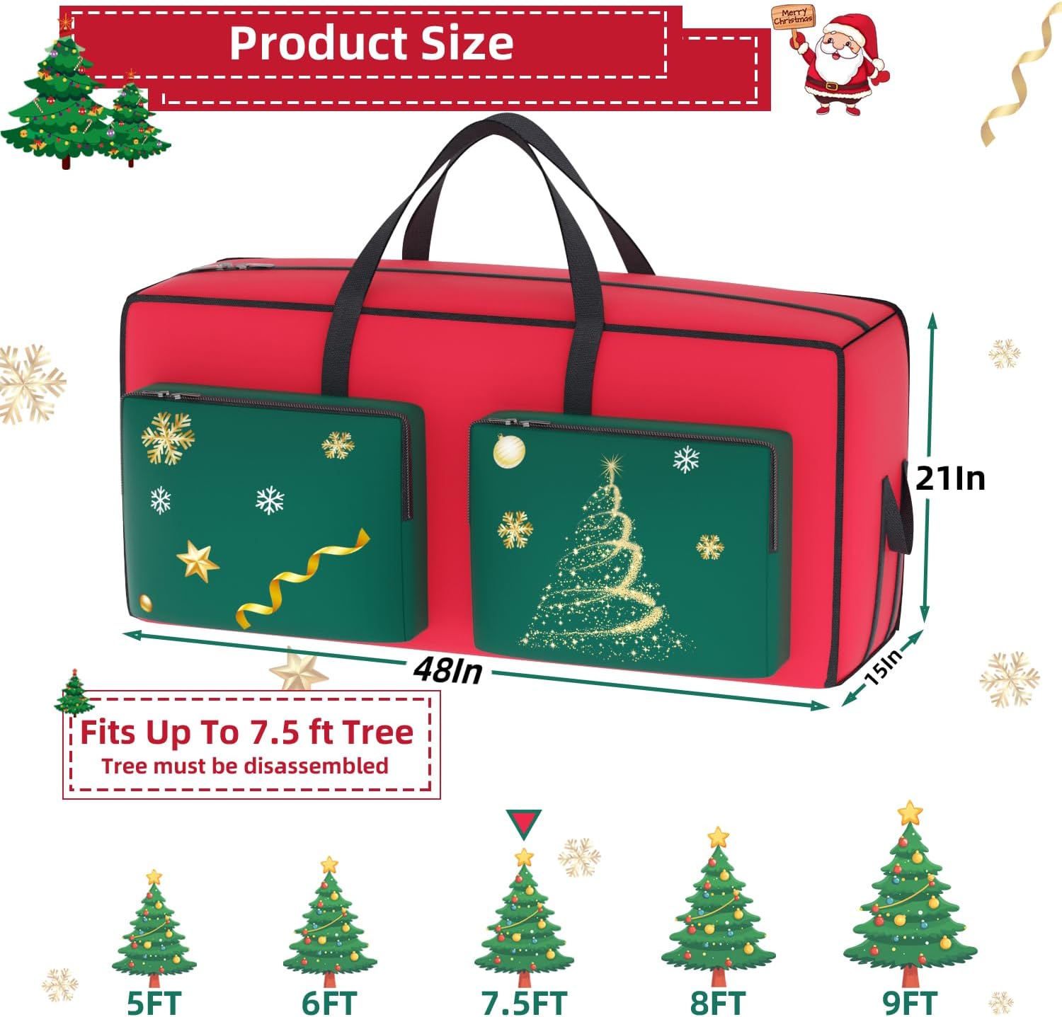 MODFUNS Blue Christmas Tree Skirt 21 Inch Tree Skirt Velvet Xmas Tree Skirt Red Heavy Duty Christmas Tree Storage Bag Fit Up to 7.5ft Tree 600D Oxford Fabric Christmas Tree Bag Holiday Supplies