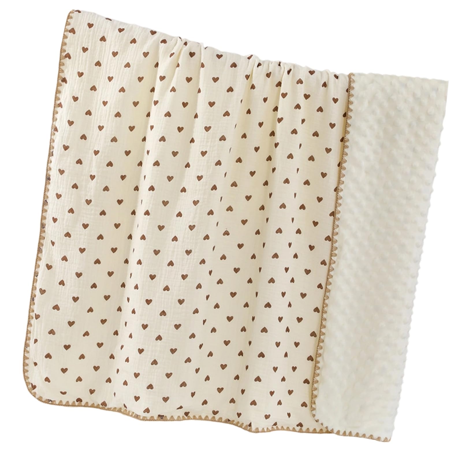 Buxuaaaa 1 Cotton Gauze Baby Blanket with Dotted Fleece Backing, Soft Washable for Sensitive Skin & Travel Newborns Receiving Blanket Cotton Fleece Throw