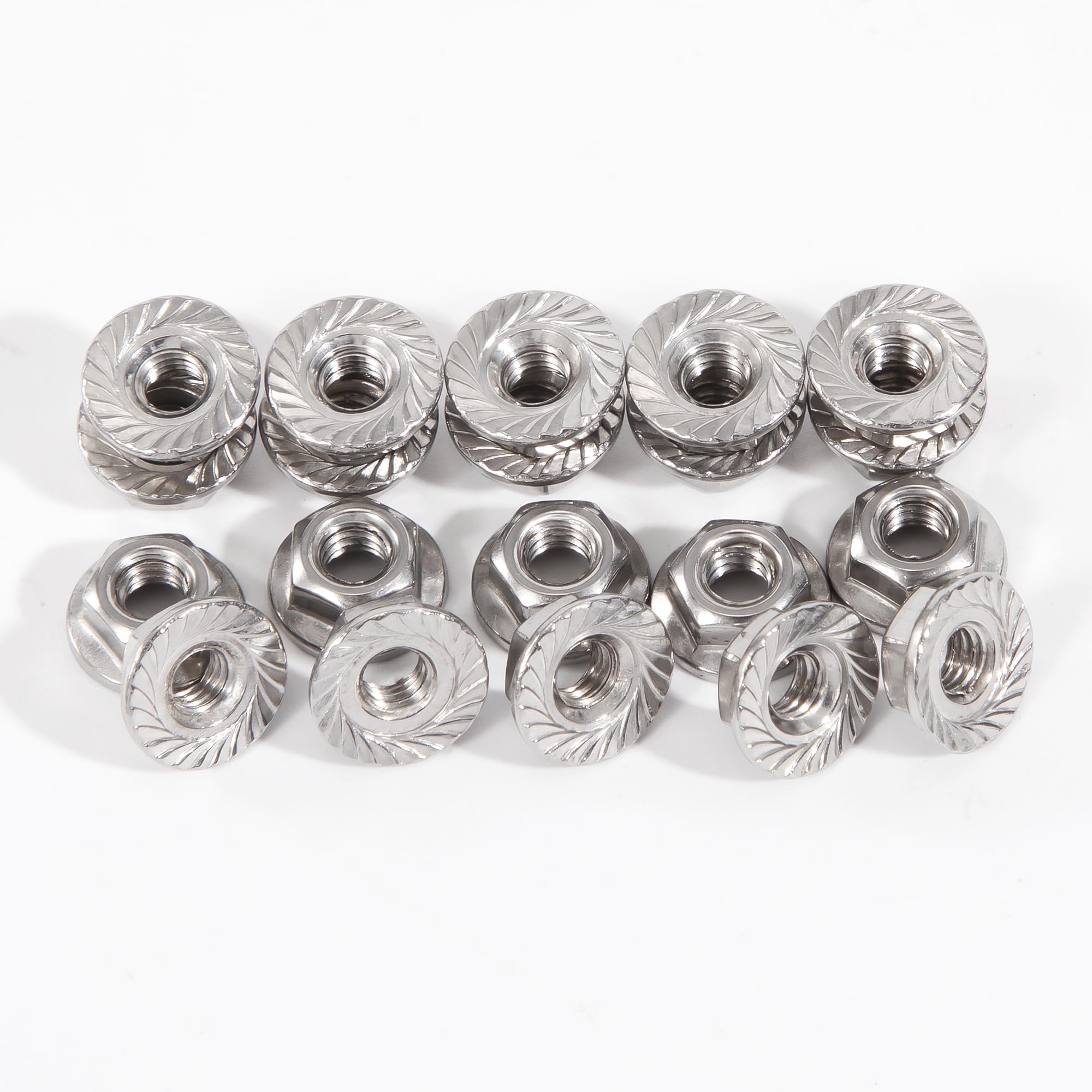 QIMEI-SHOP Dadi Flangiati M4 Dadi Esagonali Autobloccanti in Acciaio Inox con Flangia e Dentatura Conforme allo DIN 6923 20 pezzi