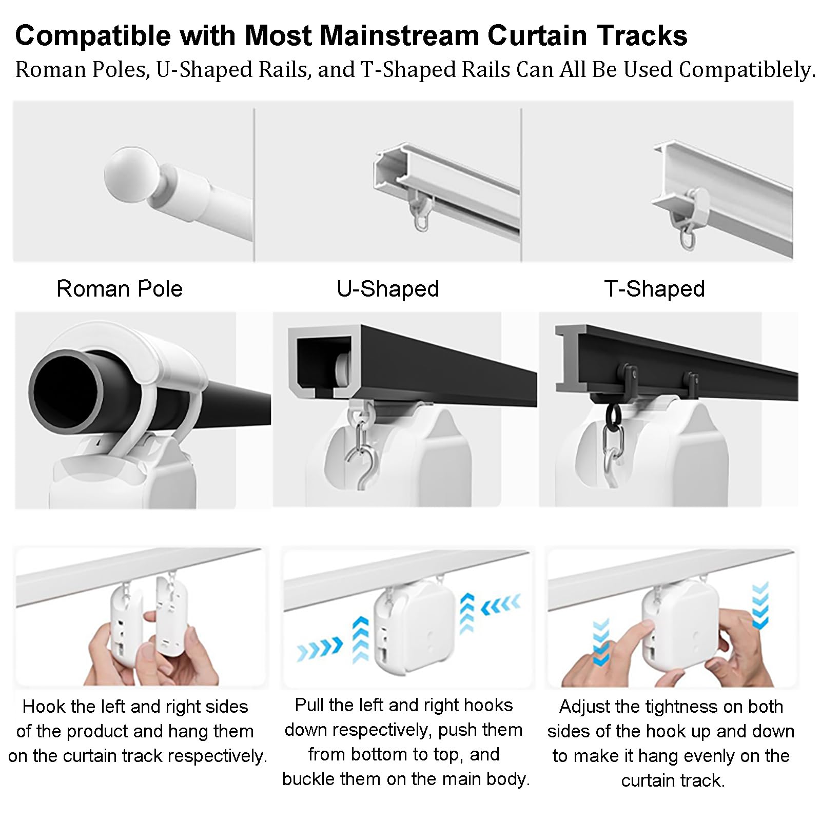 Chiudiporta Automatico per Tende Intelligenti, Macchina Elettrica Wireless per Tende con Pannello Solare, Nessuna Ricarica Configurazione Timer di Controllo App Facile da Installare Track 1PC