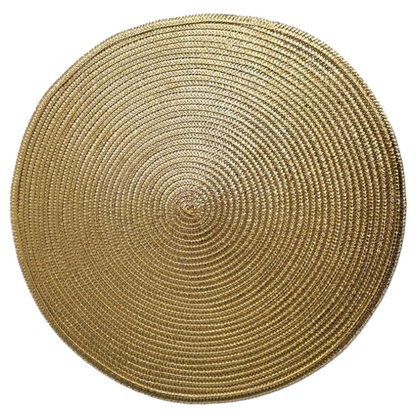 AC - Salvamantel Metalizado Redondo de plástico, Reutilizable, Mantel Individual, Alfombrilla de Mesa, Adornos Festivos, Navidad (Dorado, Ø 38 cm)