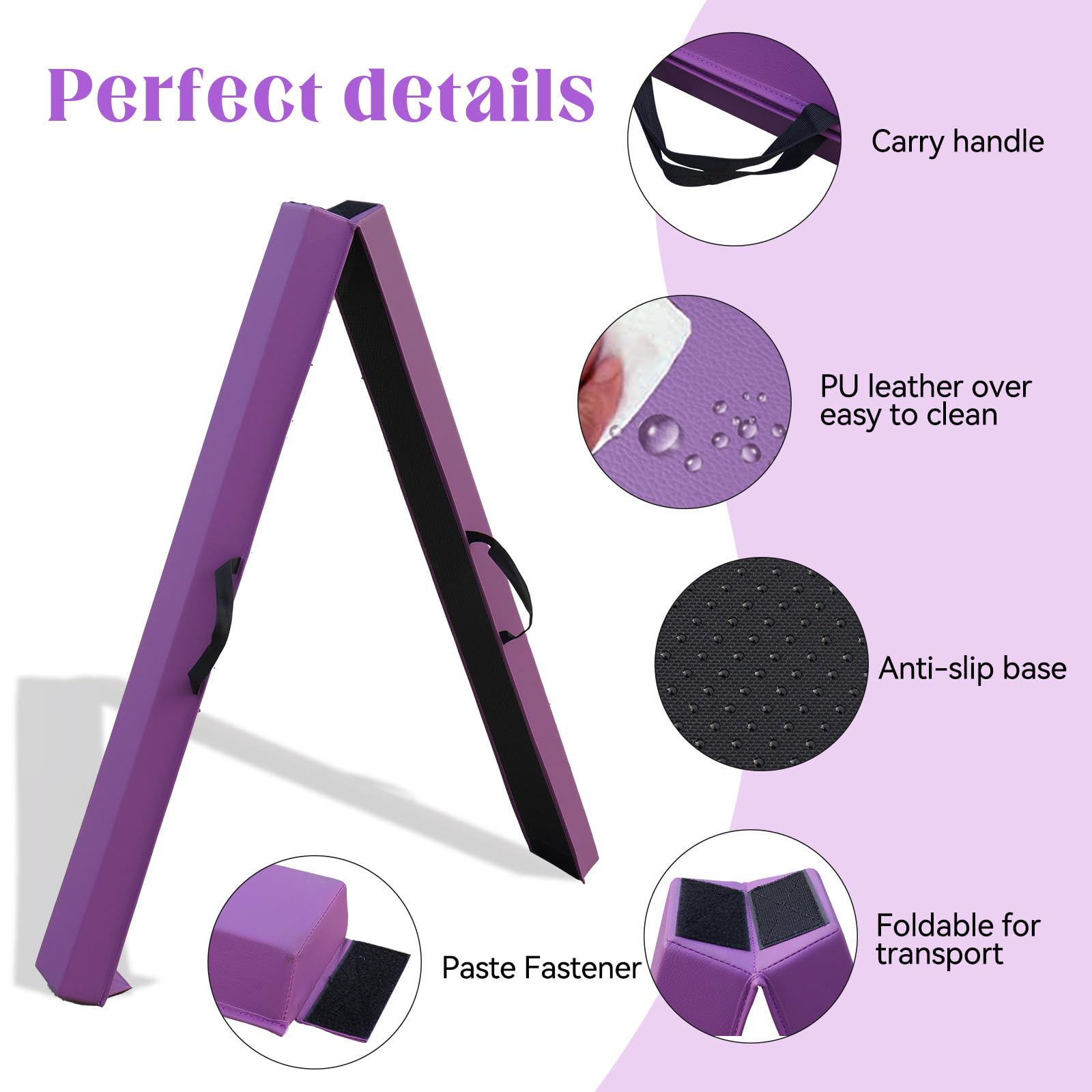 Trave ginnastica artistica per casa 240/270/300 cm PU pelle trave di equilibrio Base di Gomma antiscivolo, Fascio di Ginnastica per la Formazione, Pratica, Formazione Professionale per Bambini