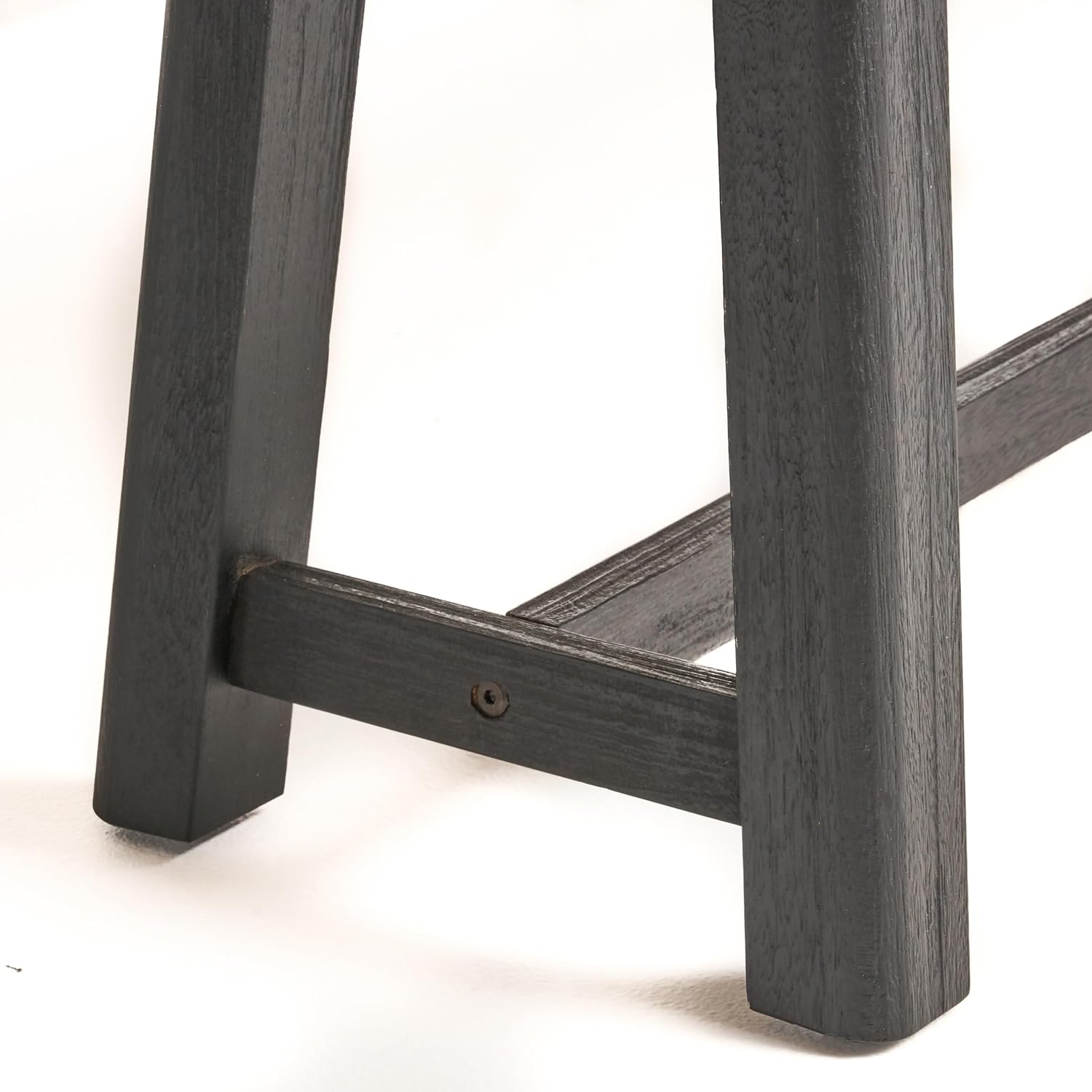 GDFStudio Outdoor Acacia Wood Bench, Sandblasted Teak, Black, Set of 2