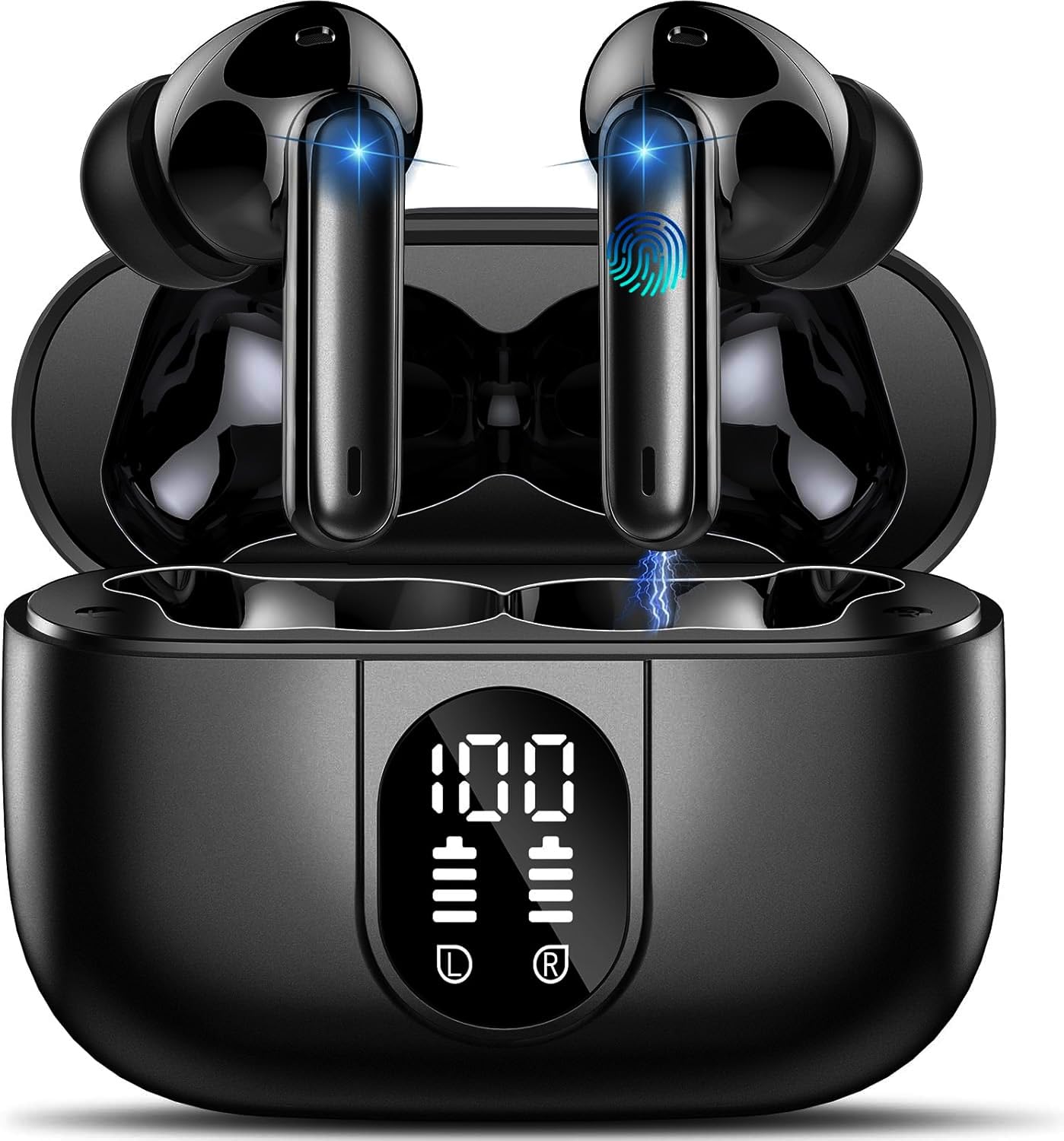 2026 Cuffie Bluetooth 5.4, Auricolari Bluetooth Stereo HiFi Con 4 ENC Microfoni Anti-Rumore, Impermeabili IP7 Cuffie Senza Fili, Durata 50 Ore Cuffiette In Ear, LED-Display, Cuffiette Touch Control