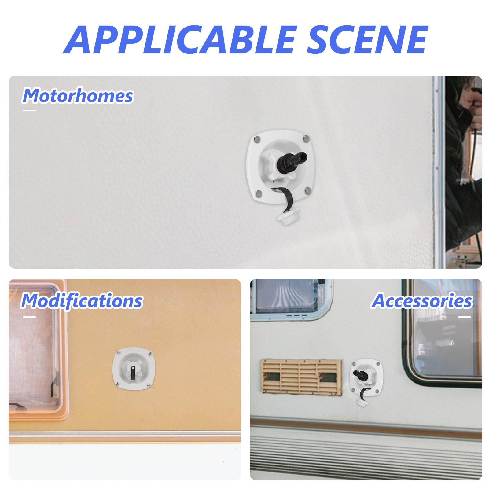 Tapa de Llenado de Entrada de Agua para Rv y Yate en Pp white, Evita Fugas y Fácil Instalación para Modificación de Autocaravana