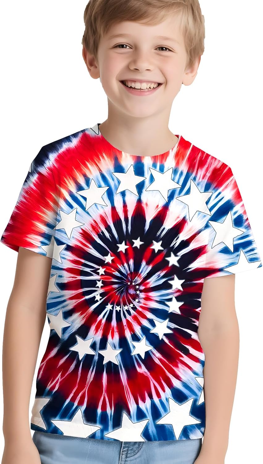 Kids Neon Tie Dye Shirt for Boys Girls Tie-Dye T-Shirt Hippes Tshirt Senior Children Tee Size 6-16 Years Age - Image 2