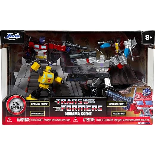 Jada Toys Transformers G1 Diorama Scene 2.75" 4-Pack Die-Cast Collectible Figures, Toys for Kids and Adults