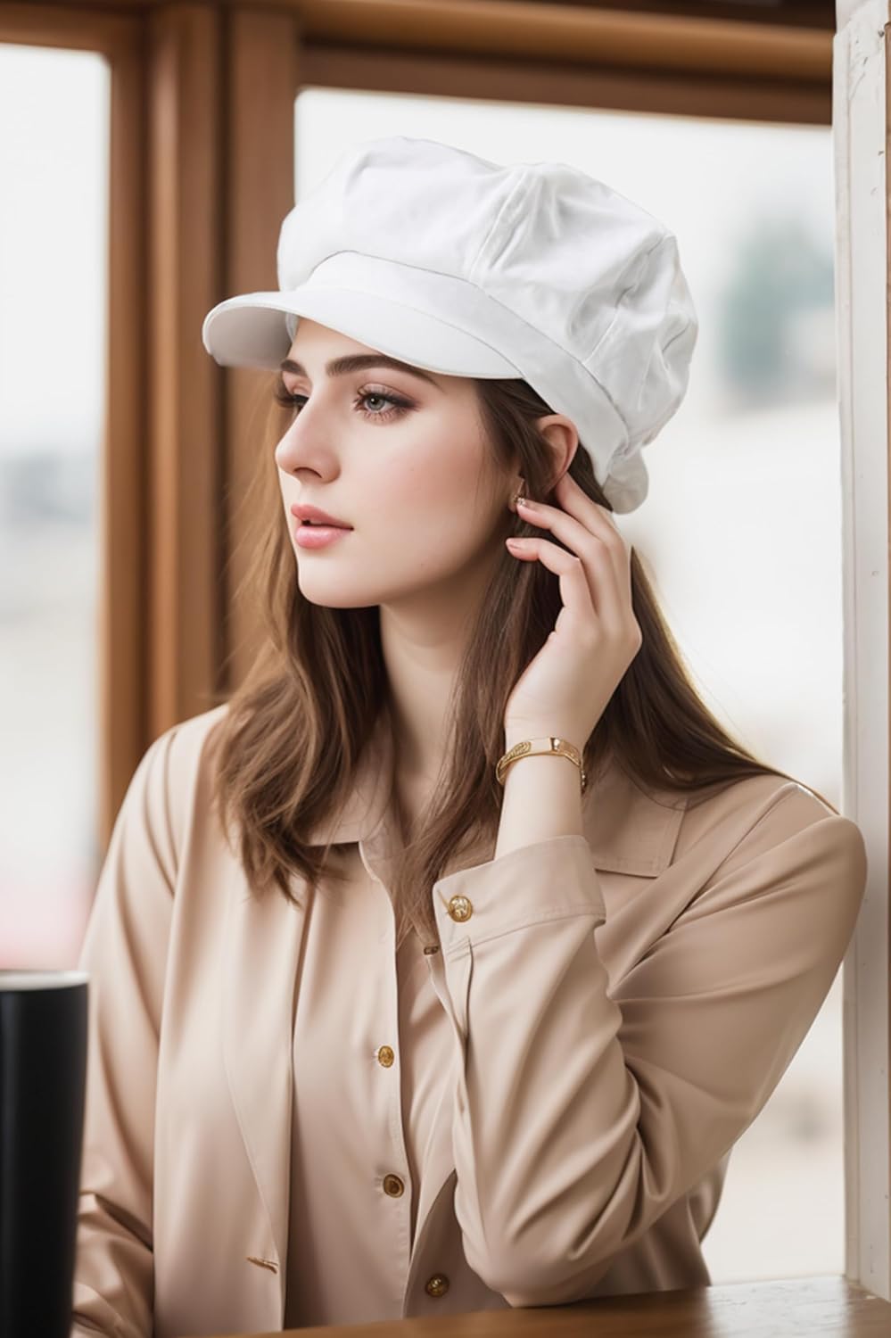 Womens Newsboy Cap Summer Beret Cap- 100% Cotton 8 Panels Vintage Cabbie Hat- Octagonal Visor Cap for Women Girls Ladies Gift - Image 6