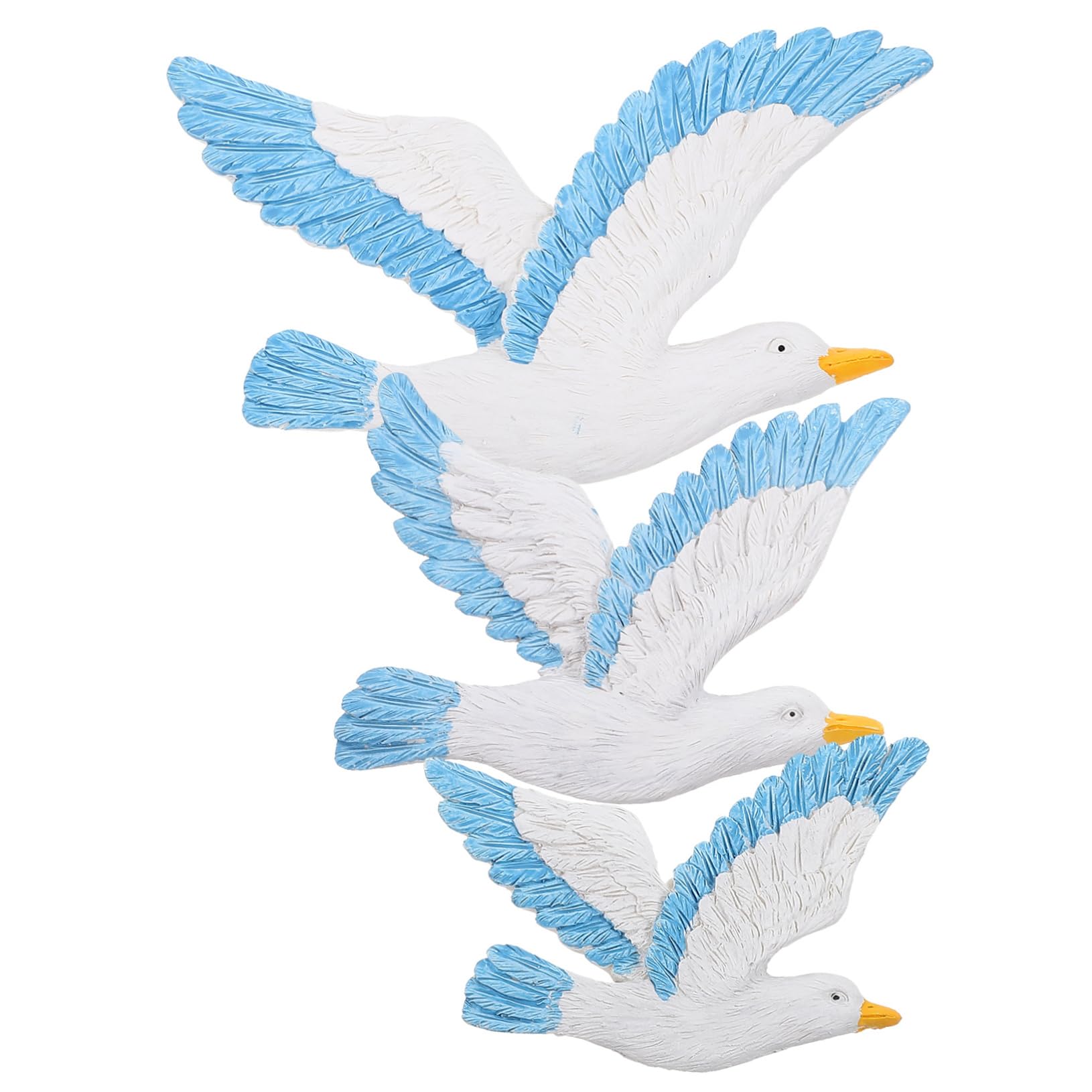 IMIKEYA Decorazione da Parete Gabbiani in Resina Blu, 3 Pezzi, Appesi, Tema Marino per Camera da Letto, Ornamenti Creativi per Casa