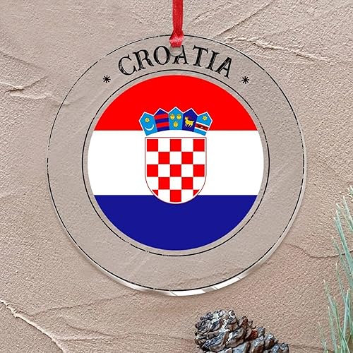 Adornos colgantes de Croacia con bandera de ciudad, recuerdo de árbol de Navidad, decoración de fiesta, árbol de Navidad, rústico, transparente,