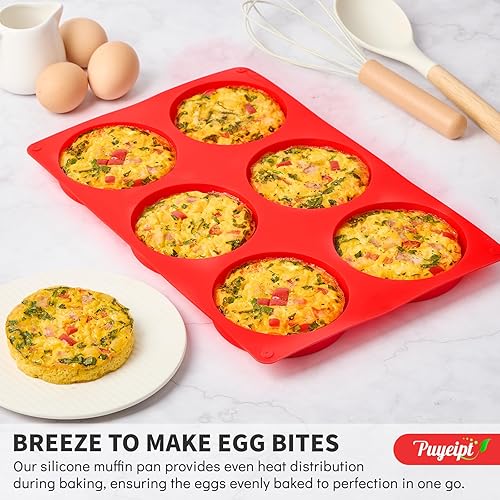 Miniatura 6 de Moldes de silicona para huevos de 4 pulgadas para sándwiches de desayuno, paquete de 2 moldes de silicona redondos antiadherentes para hornear