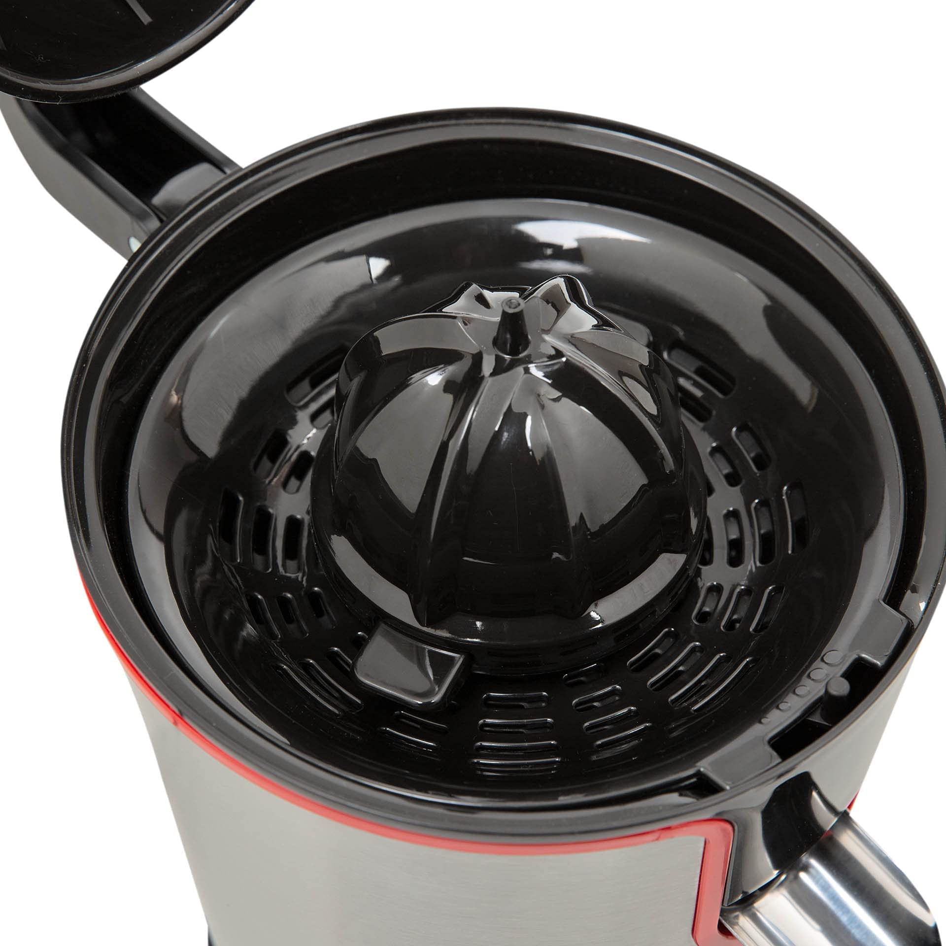 Mellerware - Spremiagrumi elettrico Professionale | 300 W | Mixer con accessori | 4 Lame | Estrattore con Velocità Regolabile e Turbo | Sistema Anti-Schizzo | Acciaio Inox | Finiture Rosse