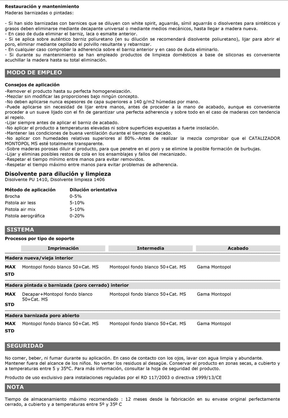 Montopol Fondo Blanco 50 + Catalizador Montopol MS. Barniz Poliuretano Tapaporos al Disolvente de Dos Componentes. (7,5kg (5kg + 2,2kg))
