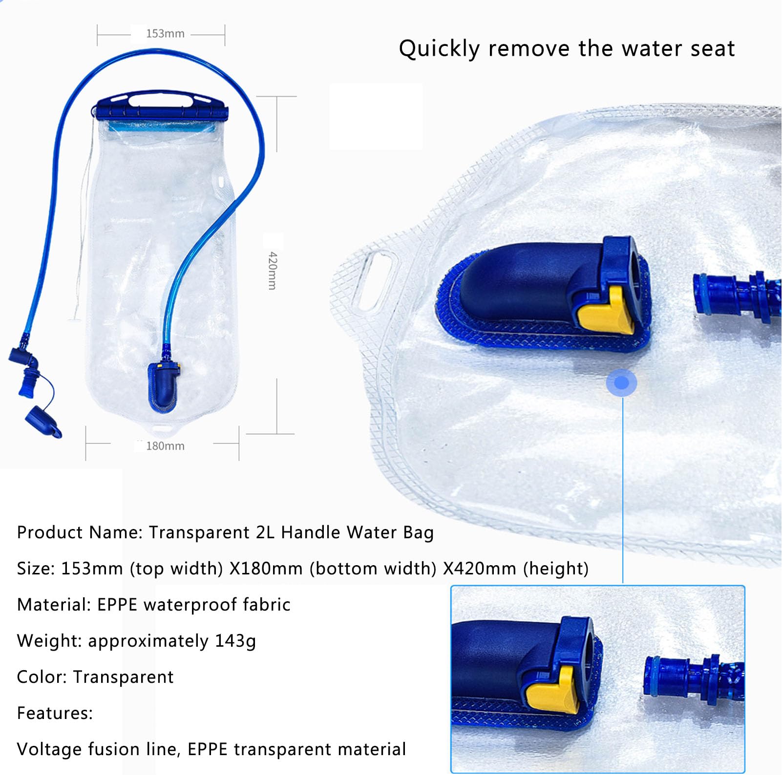 Sacca Idrica Sacca D'acqua Da 2 Litri, Sacca D'acqua Per Il Corpo In Tpu, Serbatoio D'acqua Resistente Per Zaino In Spalla Escursionismo Corsa Ciclismo Campeggio, Quattro Sacche D'acqua + Un S