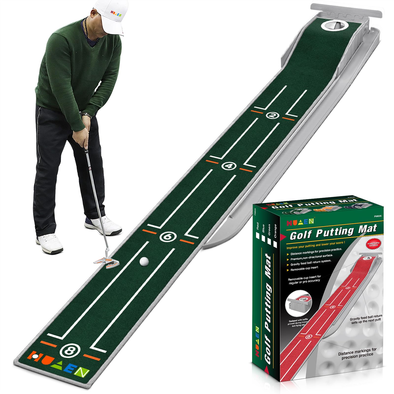 Mini Golf Putting Mat - Indoor/Outdoor with Ball Return Alignment Guide & Durable Velvet Crystal Mat Golf Accessories for Men Enjoy Speedy Wrinkle-Resistant Putting Fun