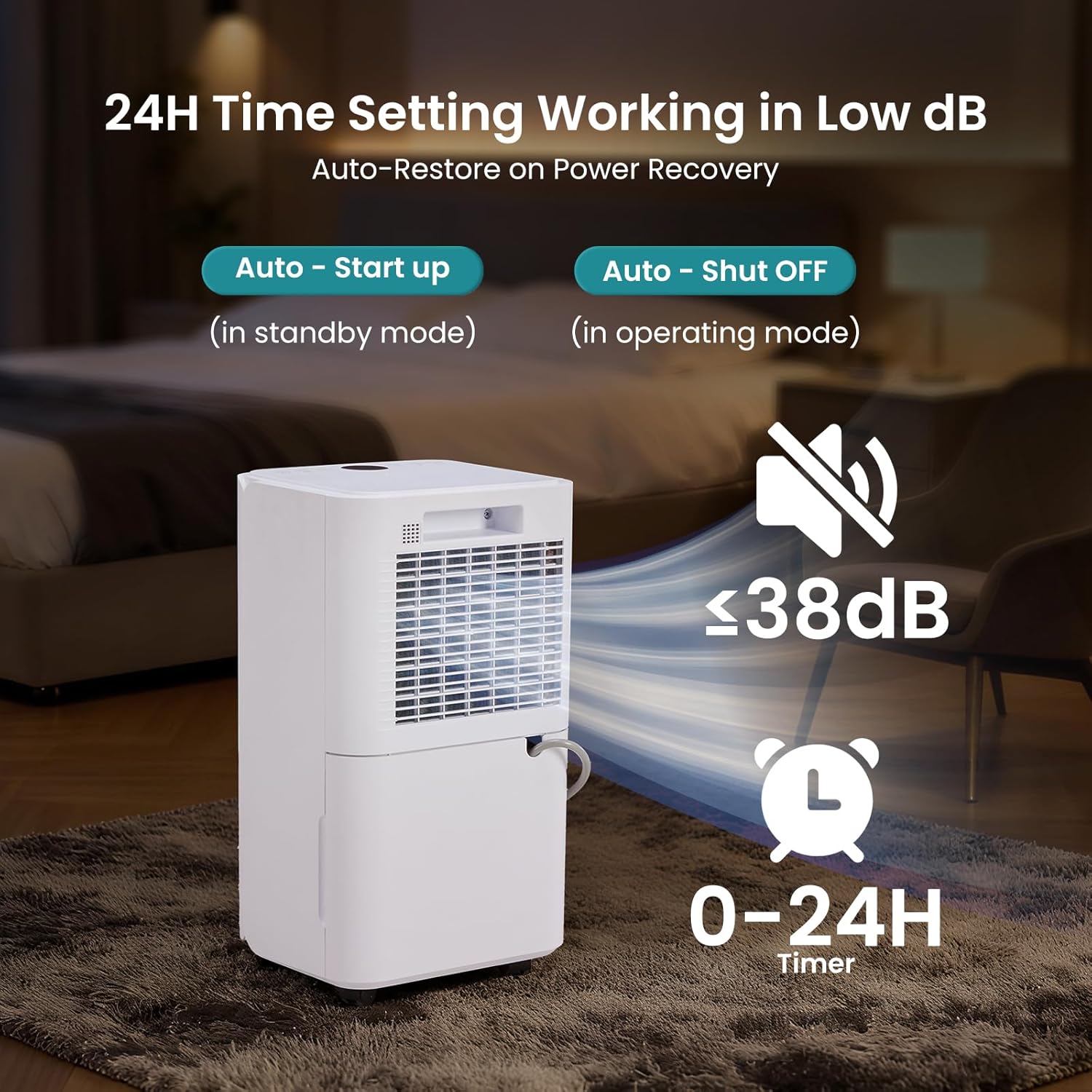 OLIXIS 2,000 Sq. Ft Dehumidifier, 30 Pints Dehumidifier for Basement with Drain Hose, 2L/0.53 Gallon Water Tank Quiet with Humidity Ring, Ideal Whole House Dehumidifiers for Home, Bedroom Bathroom