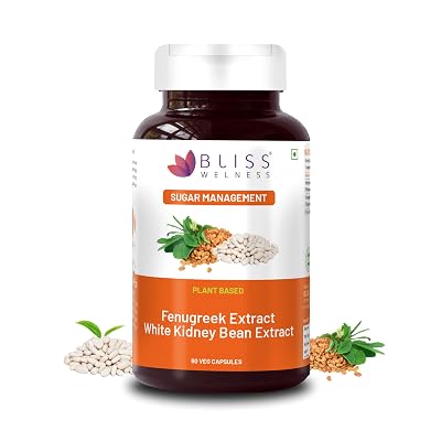Bliss Welness Blood Sugar & Weight Management | Pure Fenugreek Extract 3X Saponins + White Kidney Bean Extract Carb Bloc