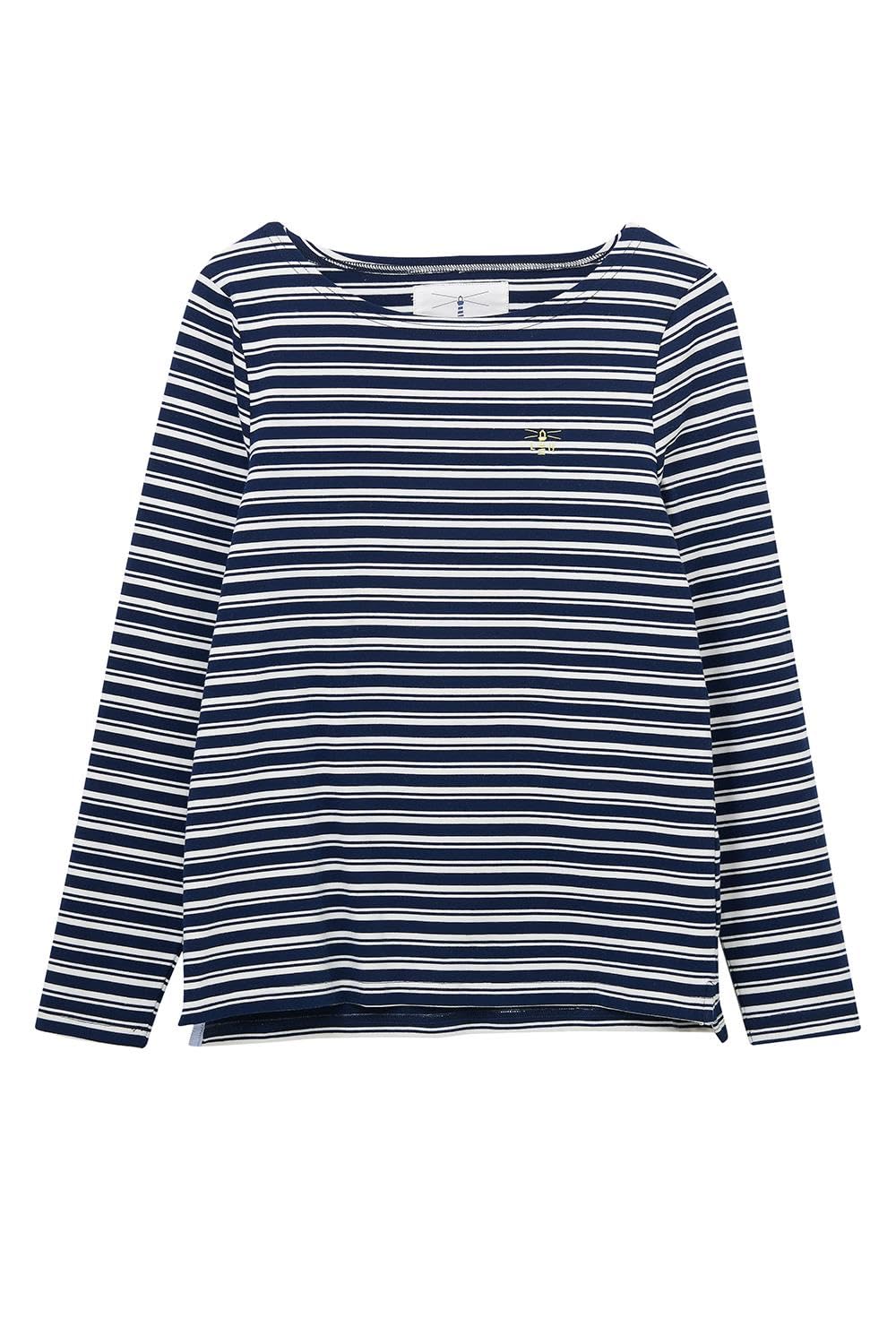 Lighthouse Clothing Women's Mid Navy Causeway Breton Long-Sleeved Top In | Size: 16