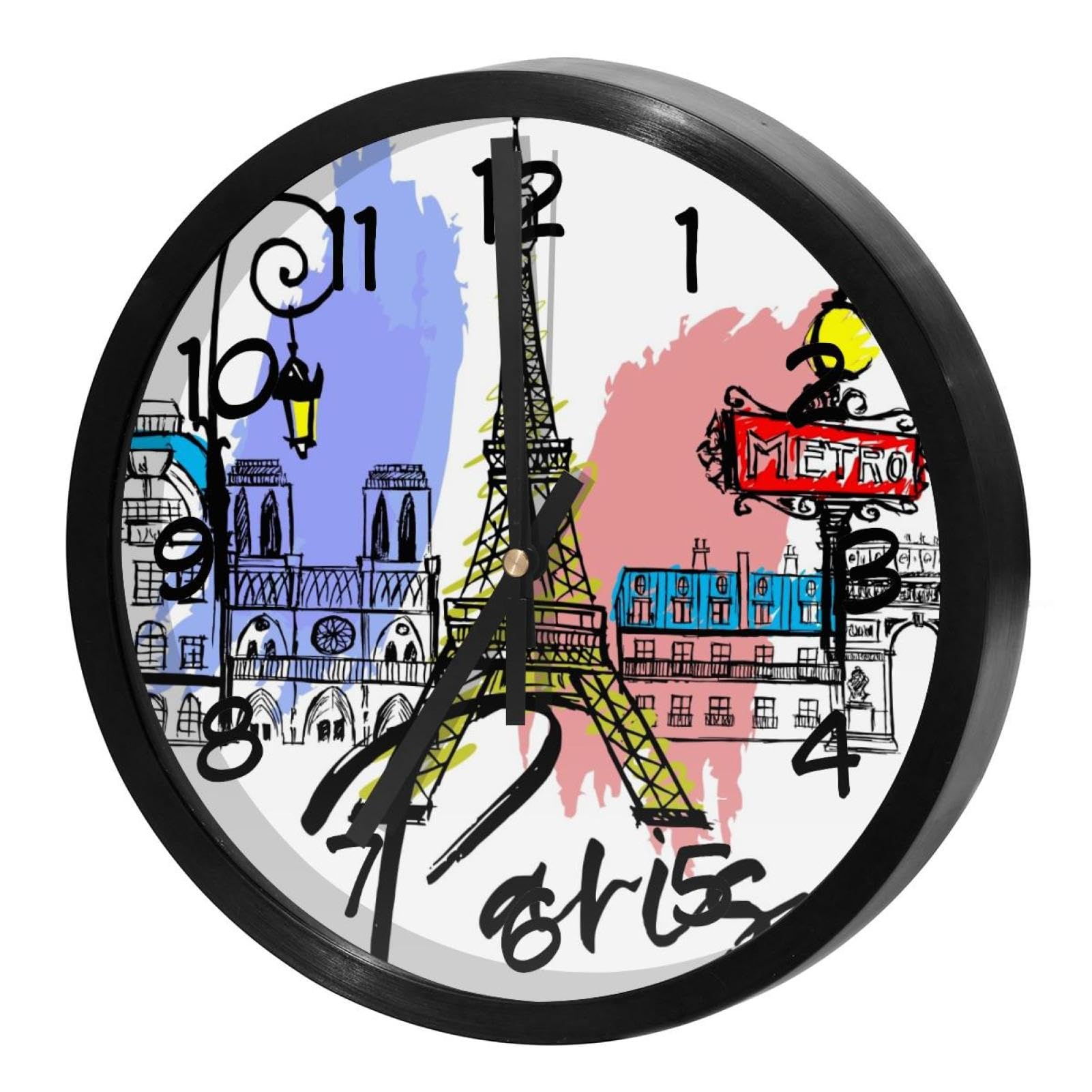 Horloge murale Paris Tour Eiffel silencieuse pour décorer la cuisine et le salon