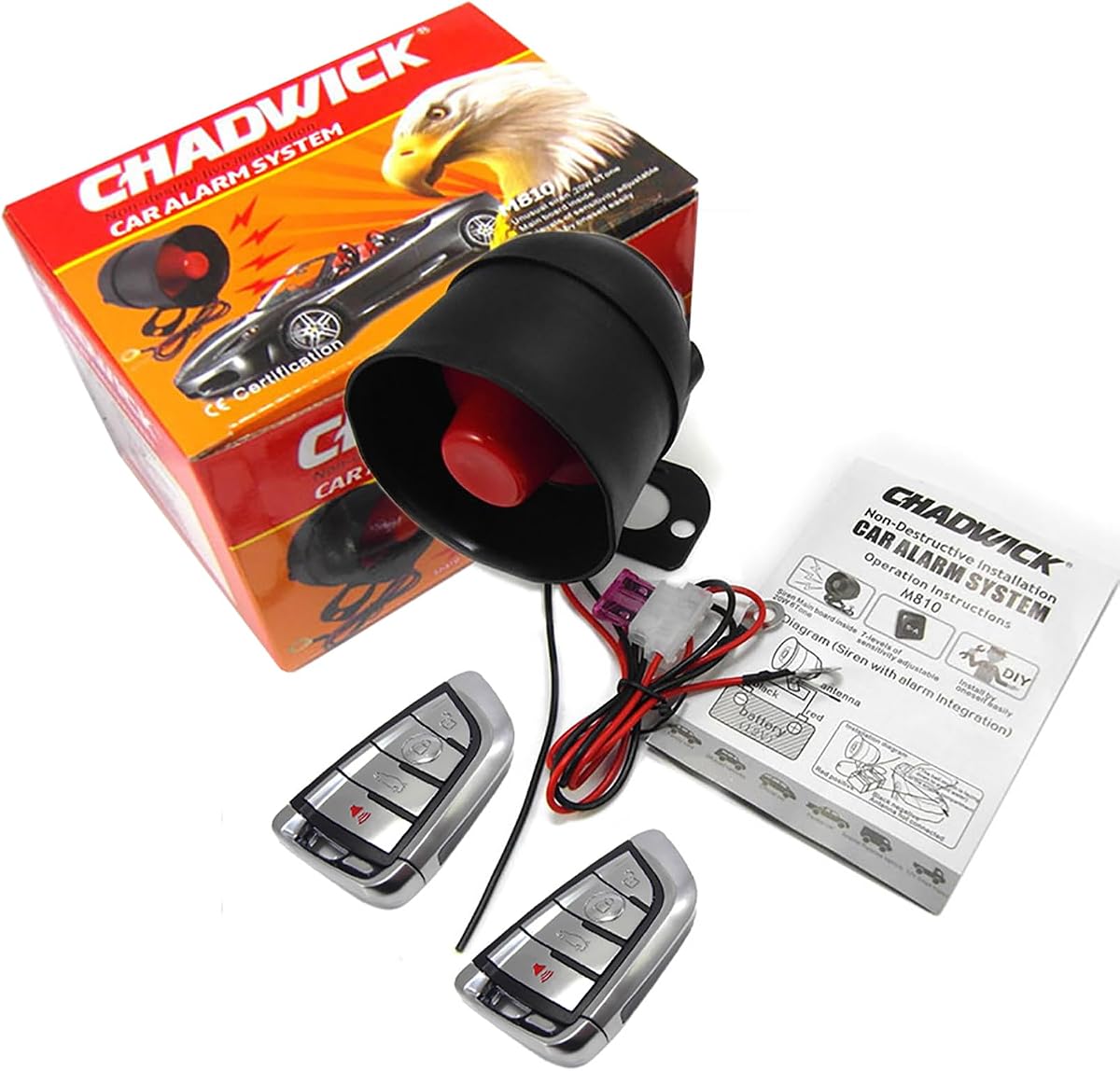 Car Anti-Theft Alarm, Adjustable Sensitivity, M810-8131 | Tune the vibration response across seven levels and use two included remotes to arm, disarm or locate the vehicle