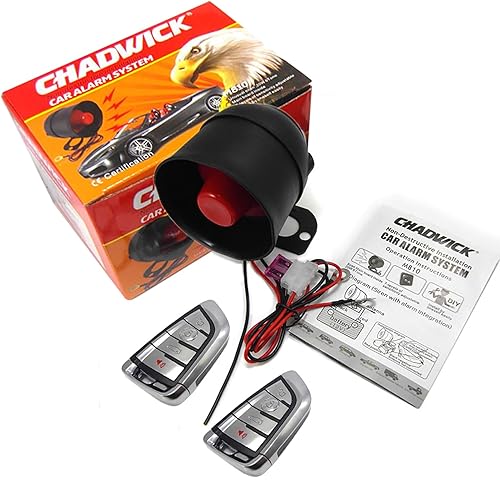 CHADWICK Car Horn Siren Alarm,Universal Car Alarm Security Protection System with 2 Remote Controls,7-Level Sensitivity,12v,Anti-Theft Device,No Thread Trimmin,Non-Destructive Installation (CW-8131)