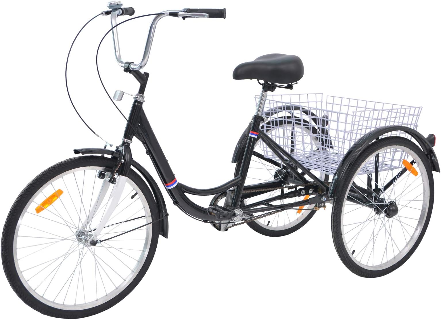 MOPHOTO 20" Single Speed Adult Tricycle 3 Wheels Trike Cruiser Bike for Teenager Beginning Rider Cycling for Shopping Outdoor Picnic Sports - Black