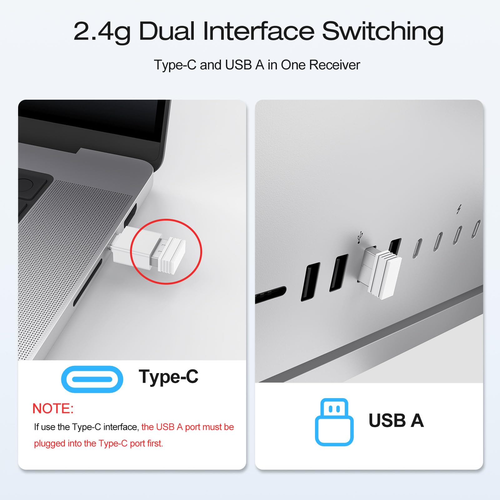 OMOTON Wireless Keyboard for Mac, Dual Bluetooth ＆ 2.4G Triple-Channel Connection, Full Size Premium Metal Frame, Ultra Slim Rechargeable Quiet Keyboard for Mac/MacBook/iMac, Non-Backlit Silver - 3