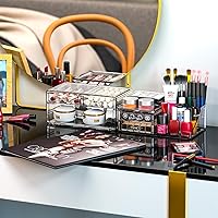 Vista 2 de SUOXING Clear Acrylic Makeup Organizer for Vanity,Bathroom,Dresser,5 Drawer Make up Organizers for Counter,Plastic Countertop Makeup Storage for