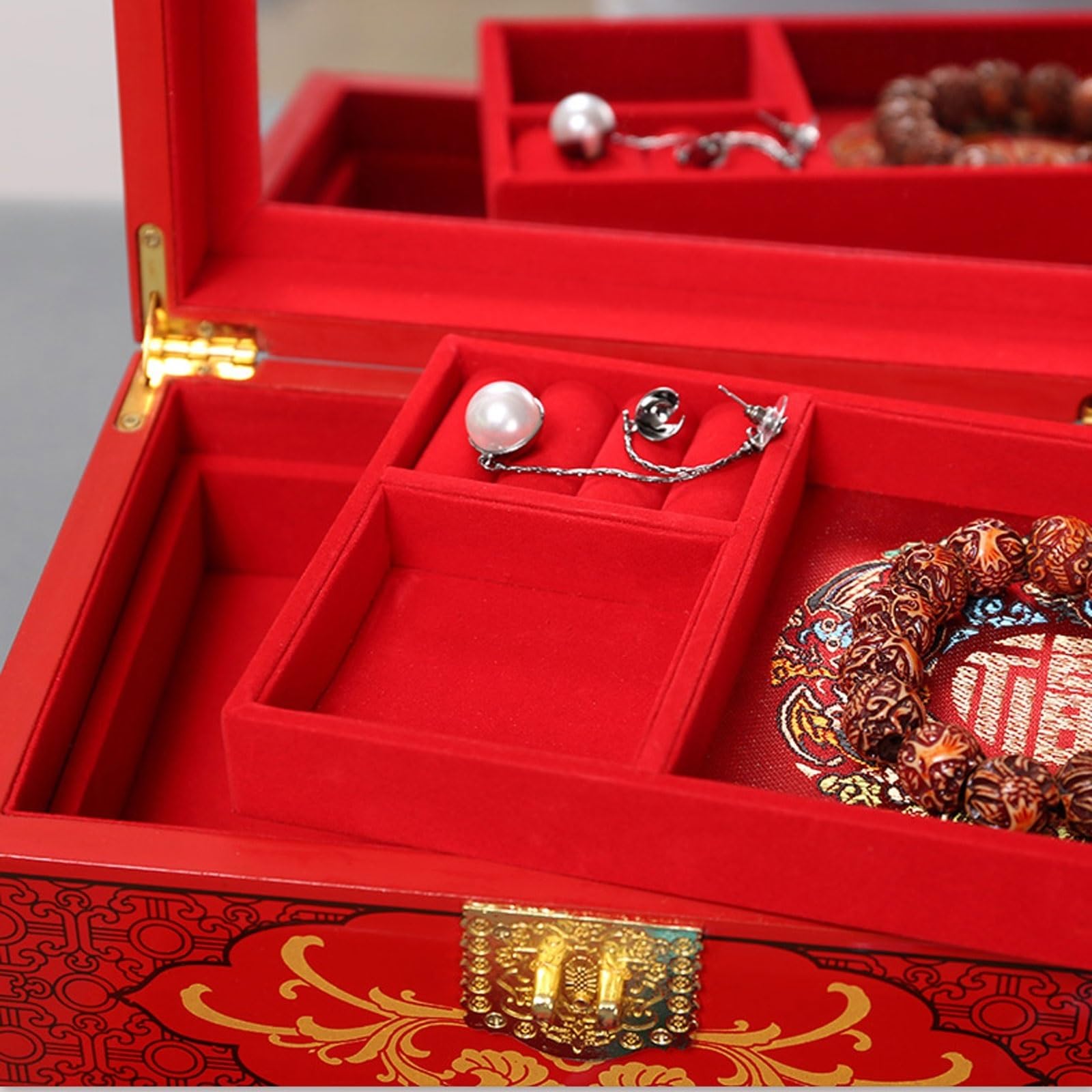 Jewelry Box Organizer Jewelry Box Jewelry Storage Box with Lock Vanity Box Exquisite Cosmetic Box Jewelry Organizer Small (D S) (B S)
