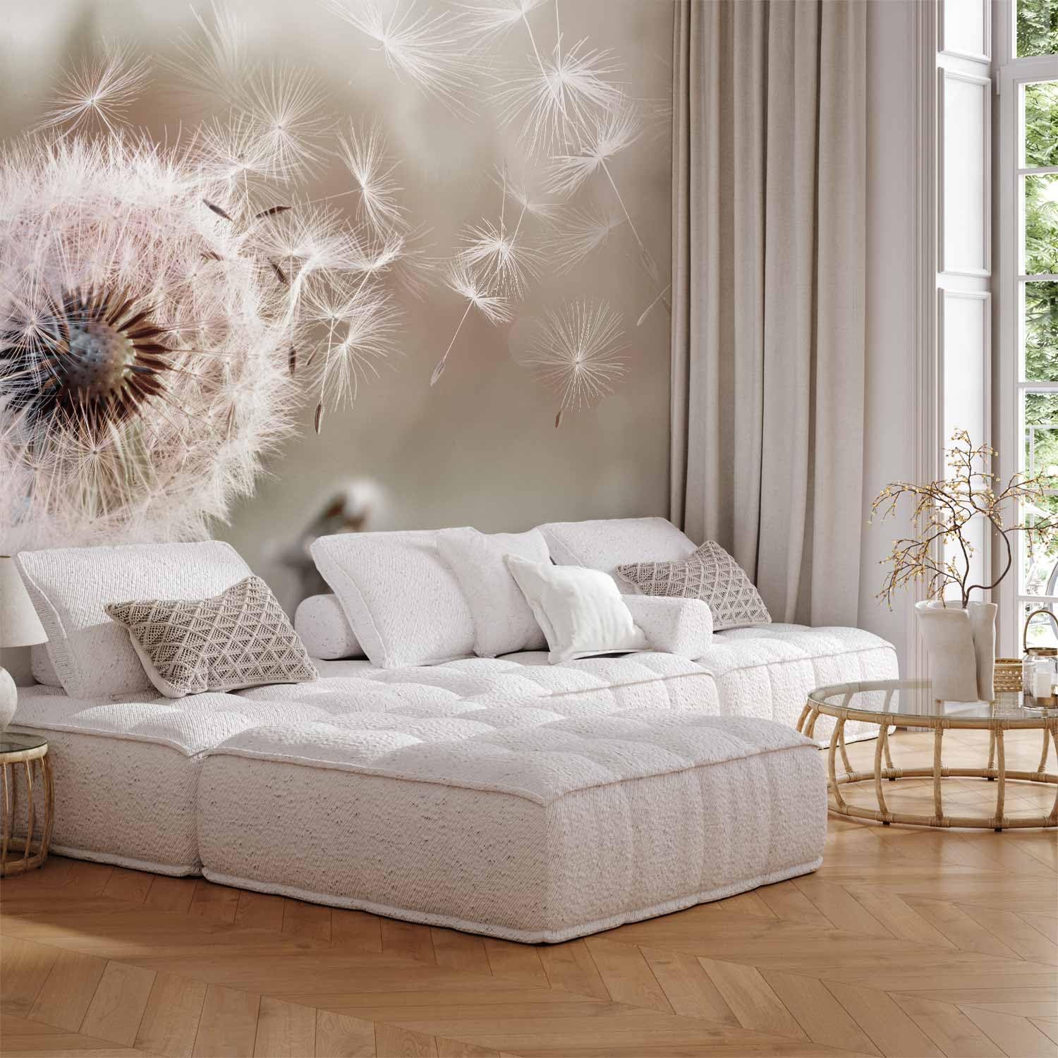 murando - Fototapete Vlies Pusteblumen, 400x280 cm, Schlafzimmer, 3D-Effekt | Full HD Druck, 3D-Effekt, lichtbeständige Farben, ideal fürs Wohn- oder Schlafzimmer, schnelle Montage, lichtbeständig, edel