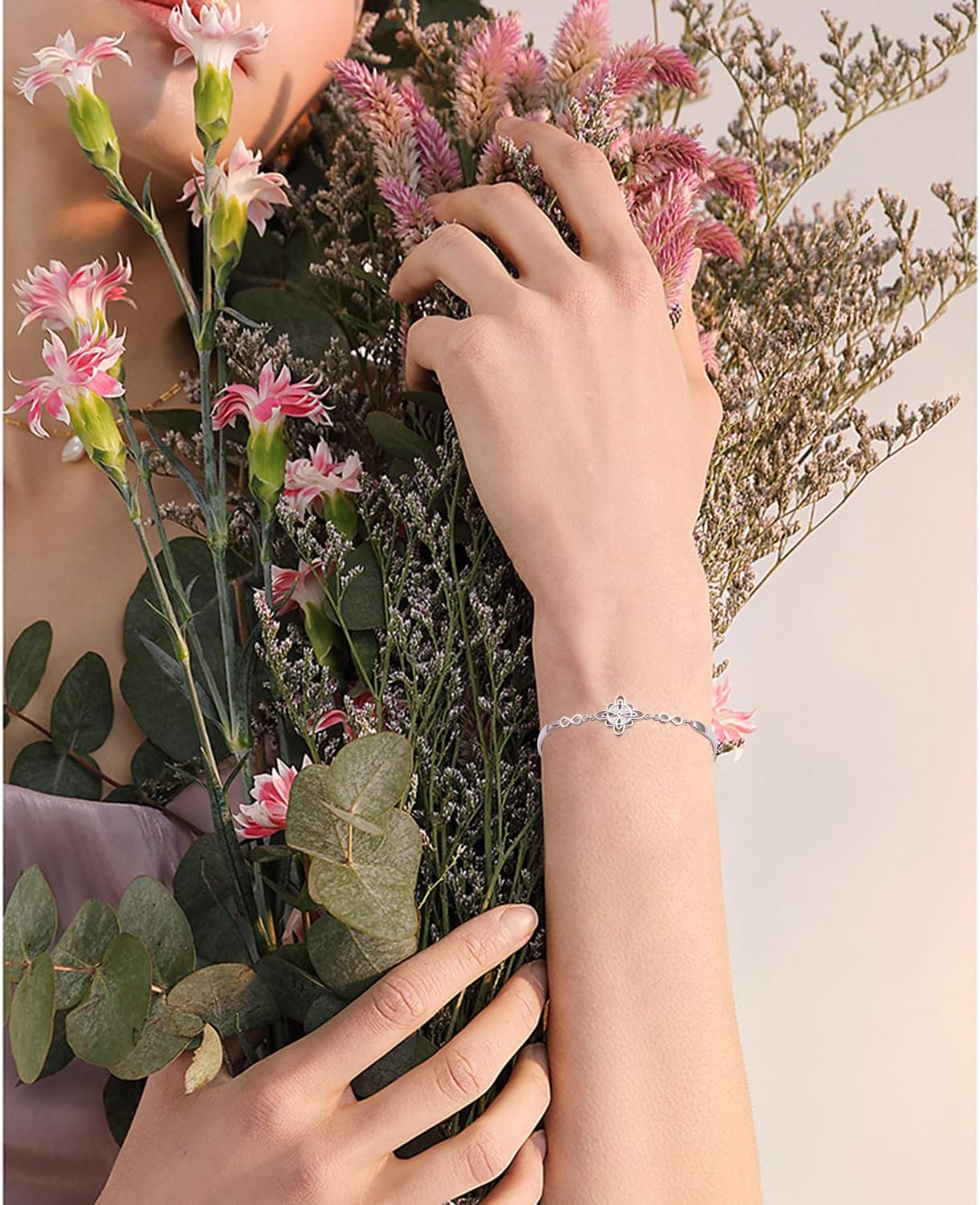 FLYOW 925 Sterling Silver Jewelry Adjustable Celtic Knot Bracelet Good Luck Irish Gifts for Women Birthday Gifts - Image 5