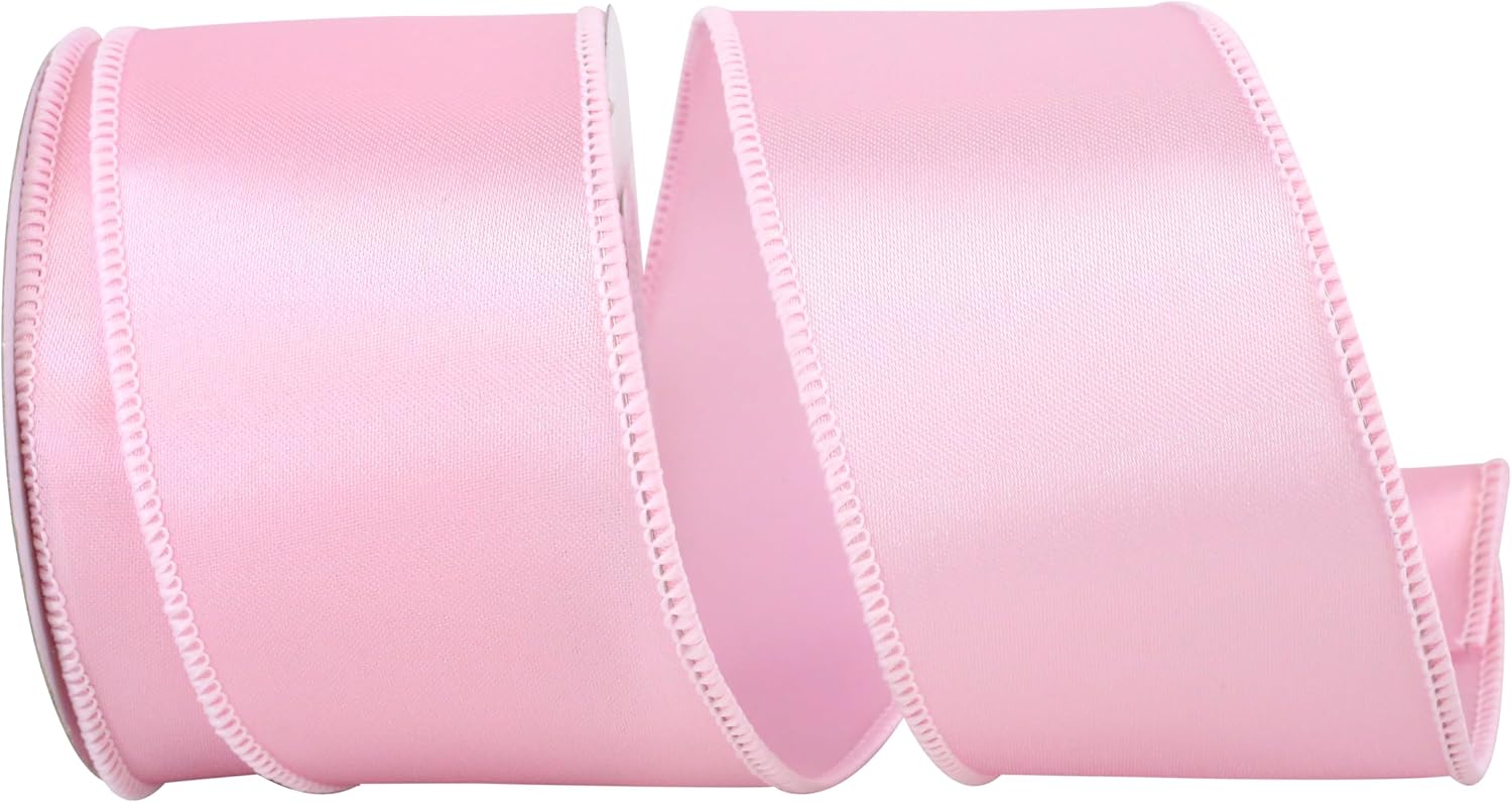 Reliant Ribbon 92575W-061-40F Satin Value Wired Edge Ribbon, 2-1/2 Inch X 10 Yards, Pink