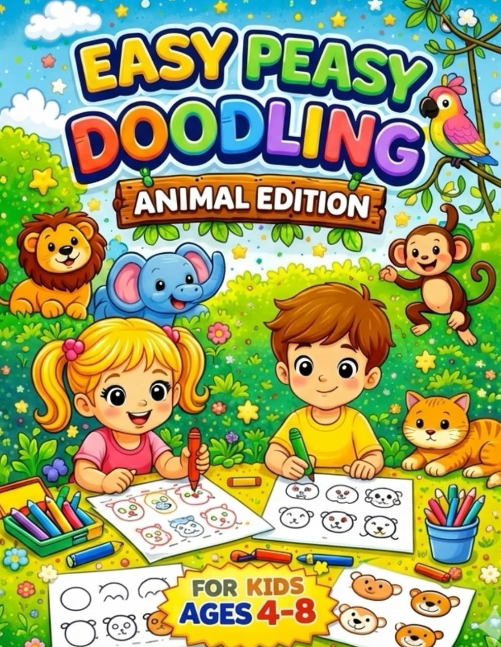 Easy Peasy Doodling: Animal Edition: Big, Bold, and Super Simple Illustrations for Little Artists!