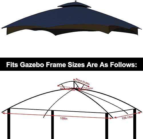 Miniatura 3 de SCOCANOPY Parte superior de repuesto para el cenador Lowe's modelo #GF-12S004B-1 / GF-12S004BTO/GF-12S004BTO (azul marino Ripstop)