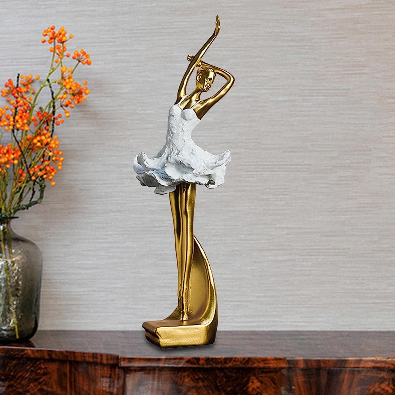 Statue Decorative, Collezioni, Statuette da scrivania, Statuette di Ballerine, sculture Artigianali per Feste, Bar, Ufficio (Oro)