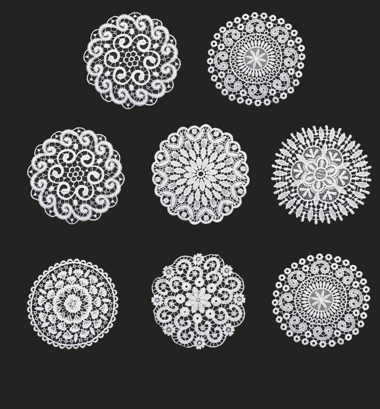 DENGFENG 8 Pcs Lace Coasters, Cotton Crochet Coasters, Lace Cotton Coasters, Christmas Coasters，Handmade Placemats，Vintage Crochet Coasters for Home Party Decorations, Dream Catcher Decoration (White)