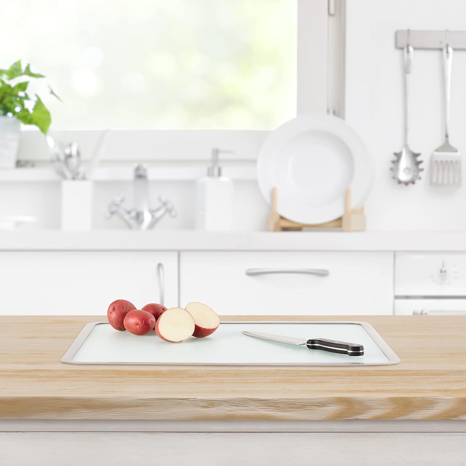 Vance Surface Saver Vance 16 X 20 inch White Builtin Surface Saver Tempered Glass Cutting Board