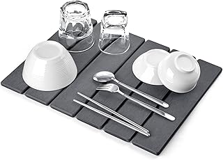 ISHU 水切りマット 珪藻土 キッチン 吸水マット キッチン ハード あっちこっち水切り 食器 シンク 大判 足拭き 珪藻土 トレー お風呂 速乾 おしゃれ 安心 食器 ダークグレー (30*40*0.9cm)