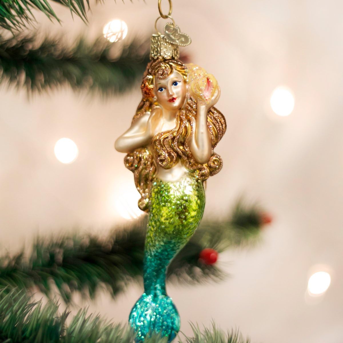Old World Christmas Mermaid Glass Blown Ornament for Christmas Tree, Handcrafted Holiday Decoration, Fantasy Collection - Image 2