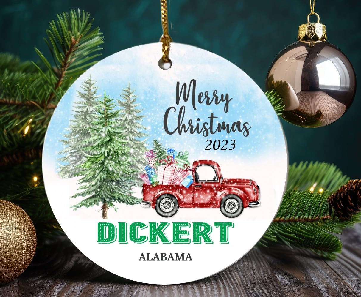 Christmas Ornament 2023 Dickert Alabama Ornaments Decoration Funny Gift Xmas Together First Christmas as a Family Couples Gifts Boyfriend Girlfriend 3" Flat Circle