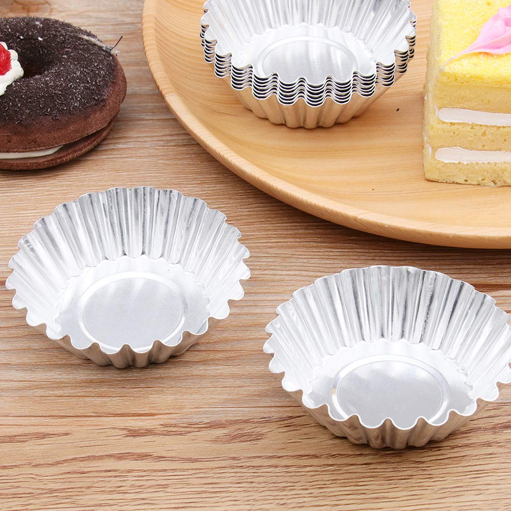 100 Piezas Cupcake Forrado Tarta De Huevo Taza para Hornear Magdalenas Moldes De Tarta Envoltorios De Cupcakes Horneado De Muffins Lata De Tarta Bandeja Ronda Aleación De Aluminio.