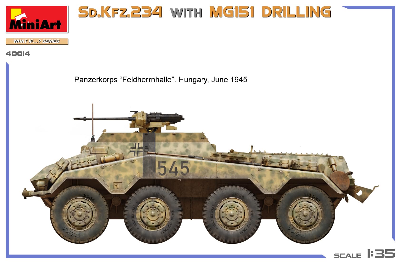 Miniart 40014 1:35 DT. SD.Kfz.234 m. MG151 Perforación - reproducción Fiel, modelismo, Kit de plástico, Manualidades, Hobby, Pegar, modelismo, ensamblar