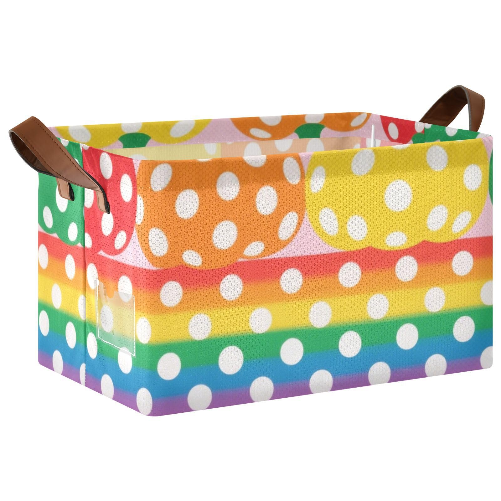 KLL Kolorowe kropki dynia tkanina składane kosze do przechowywania z uchwytami pudełka do przechowywania kostki organizer na półki szafy książki 2 szt. cajas de almacenamiento para closet