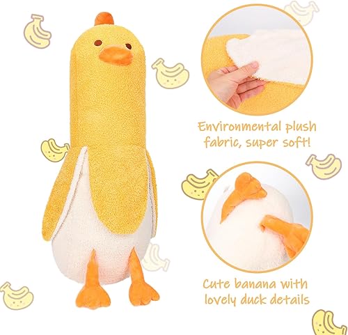 Miniatura 3 de Peluche de pato de plátano, almohada de juguete de pato, lindos peluches para niñas y niños, amarillo, 27.5 pulgadas