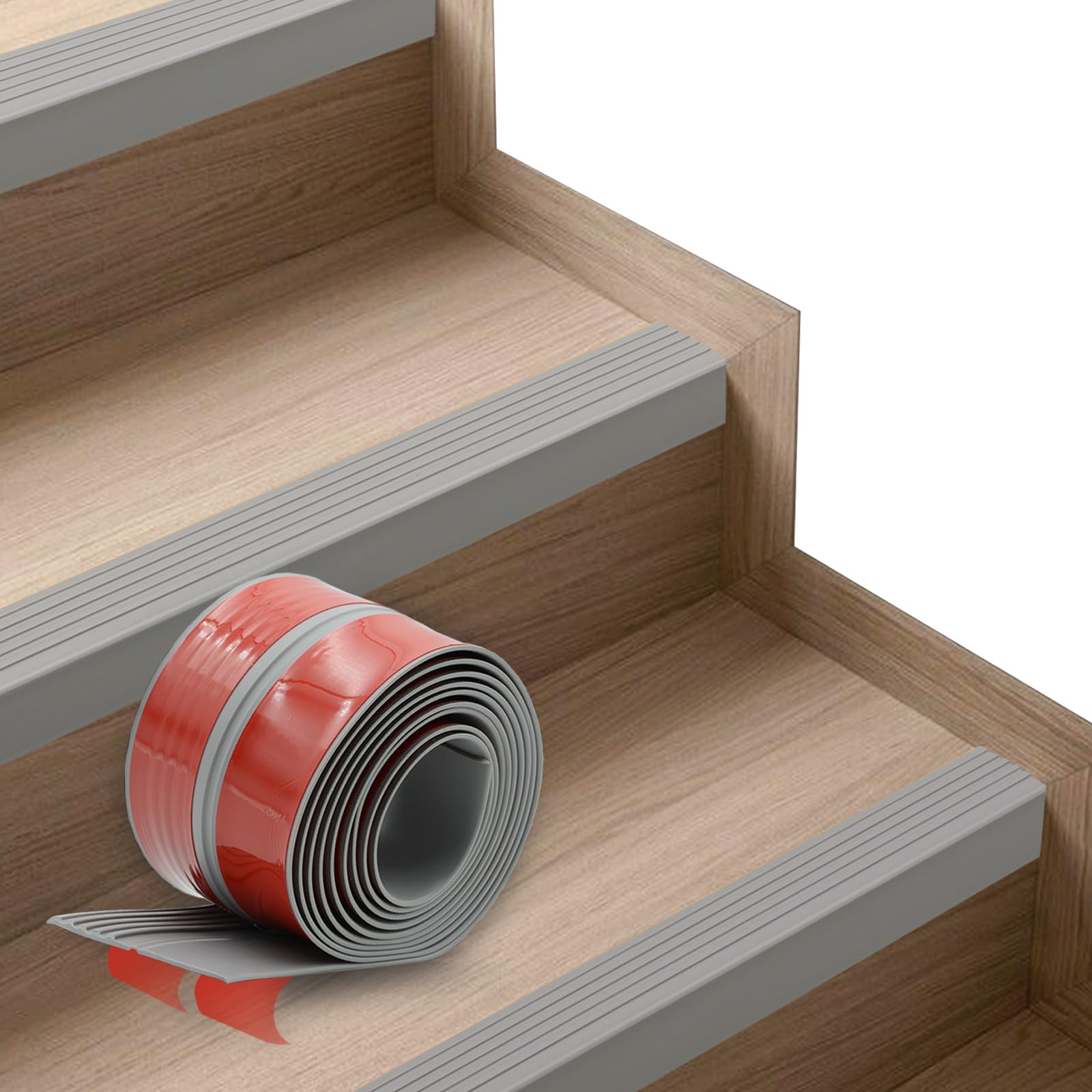 Non-Slip Step Edge Protector, Vinyl Stair Nosing - Self-Adhesive Anti-Slip Stair Nose Edging Trim, Stairway Nose Molding & Nosing Strip for High