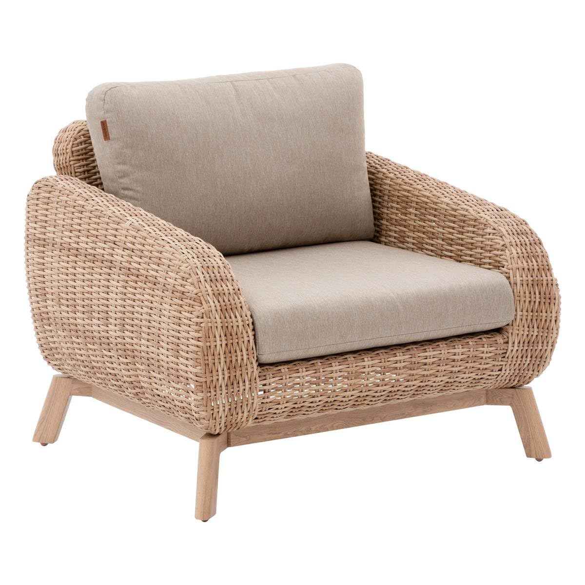 HESPERIDE - Conjunto de Muebles de jardín Manissa Honey - 5 plazas - Resistente a la corrosión - Resina Tejida - Fundas de Cojines extraíbles - Tejido hidrófugo - Patas Ajustables