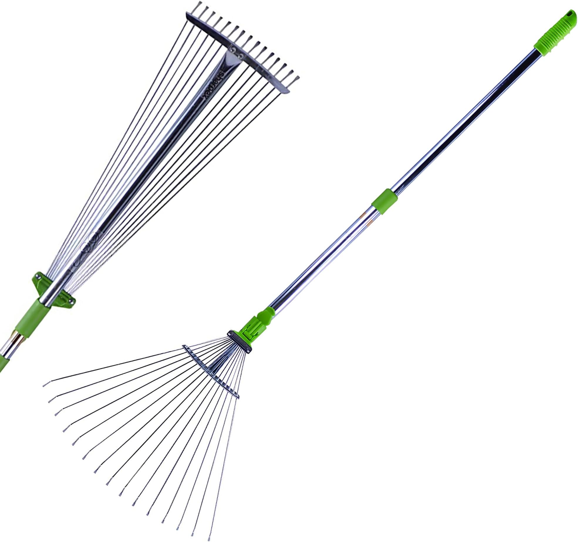 Sharpex Telescopic Metal Rake, Adjustable Rake for Quick Clean Up of Lawn and Yard, Garden Leaf Rake, Expanding Handle with Adjustable 31 to 64 Inch Width Folding Head (AR-FBA)