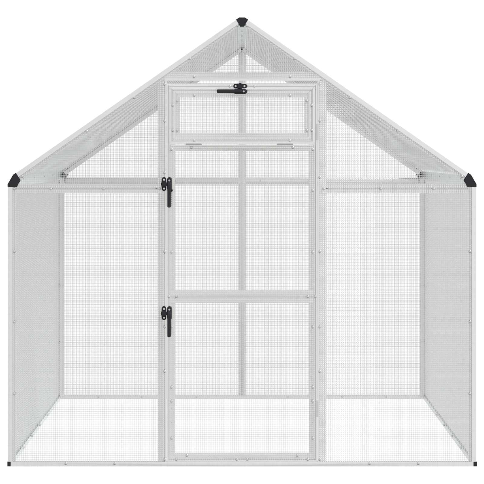 Mangloder Vogelkäfig Silber aus geschweißtem Drahtgewebe, Voliere 181,5 x 110,5 x 173,5 cm mit Schloss und Fenster, für Garten Balkon Außenbereich, Schutz für Wellensittich und Papagei